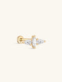 14K Solid Gold Teardrop Zircon Wings Ear Piercing Stud - Kosinerjewelry