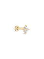 14K Solid Gold Irregular Round Zircon Ear Piercing Stud - Kosinerjewelry