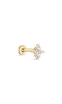 مسمار ثقب الأذن من الذهب الصلب عيار 14 قيراط بشكل غير منتظم ومستدير من الزركون - Kosinerjewelry