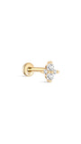 14K Solid Gold Irregular Round Zircon Ear Piercing Stud - Kosinerjewelry