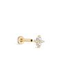 14K Solid Gold Irregular Round Zircon Ear Piercing Stud - Kosinerjewelry