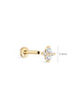 14K Solid Gold Irregular Round Zircon Ear Piercing Stud - Kosinerjewelry