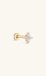 مسمار ثقب الأذن من الذهب الصلب عيار 14 قيراط بشكل غير منتظم ومستدير من الزركون - Kosinerjewelry