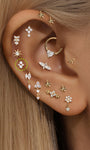 مسمار ثقب الأذن من الذهب الصلب عيار 14 قيراط بشكل غير منتظم ومستدير من الزركون - Kosinerjewelry