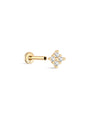 14K Solid Gold Square Flower Ear Piercing Stud - Kosinerjewelry