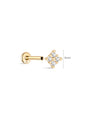 14K Solid Gold Square Flower Ear Piercing Stud - Kosinerjewelry