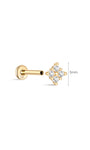 Ohrpiercing-Ohrstecker mit quadratischer Blume aus 14-karätigem Gold – Kosiner-Schmuck