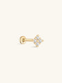 14K Solid Gold Square Flower Ear Piercing Stud - Kosinerjewelry