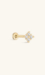 Ohrpiercing-Ohrstecker mit quadratischer Blume aus 14-karätigem Gold – Kosiner-Schmuck