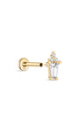 14K ソリッド ゴールドの幾何学的な台形ジルコン イヤー ピアス スタッド - Kosinerjewelry