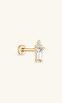14K ソリッド ゴールドの幾何学的な台形ジルコン イヤー ピアス スタッド - Kosinerjewelry