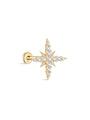 14K Solid Gold Shining Eight-Pointed Star Zircon Ear Piercing Stud - Kosinerjewelry