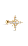 14K Solid Gold Shining Eight-Pointed Star Zircon Ear Piercing Stud - Kosinerjewelry