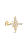 14K Solid Gold Shining Eight-Pointed Star Zircon Ear Piercing Stud - Kosinerjewelry