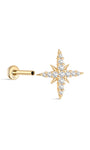 14K Solid Gold Shining Eight-Pointed Star Zircon Ear Piercing Stud - Kosinerjewelry