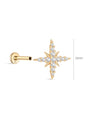 14K Solid Gold Shining Eight-Pointed Star Zircon Ear Piercing Stud - Kosinerjewelry