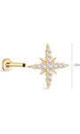 14K Solid Gold Shining Eight-Pointed Star Zircon Ear Piercing Stud - Kosinerjewelry