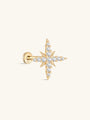 14K Solid Gold Shining Eight-Pointed Star Zircon Ear Piercing Stud - Kosinerjewelry
