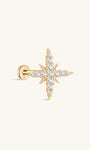 14K Solid Gold Shining Eight-Pointed Star Zircon Ear Piercing Stud - Kosinerjewelry