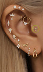14K Solid Gold Shining Eight-Pointed Star Zircon Ear Piercing Stud - Kosinerjewelry