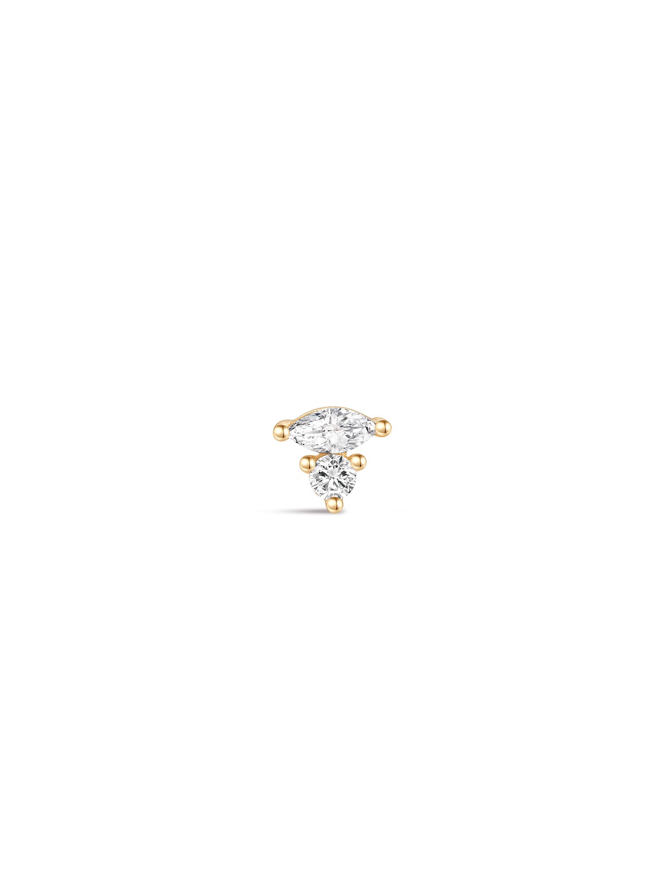 14K Solid Gold Marquise Round Zircon Splicing Ear Piercing Stud - Kosinerjewelry