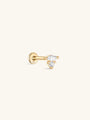 14K Solid Gold Marquise Round Zircon Splicing Ear Piercing Stud - Kosinerjewelry