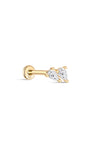 Perno per piercing all'orecchio a doppia goccia in oro massiccio 14 carati - Kosinerjewelry