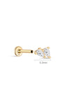 Perno per piercing all'orecchio a doppia goccia in oro massiccio 14 carati - Kosinerjewelry