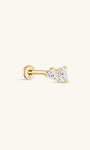 Perno per piercing all'orecchio a doppia goccia in oro massiccio 14 carati - Kosinerjewelry