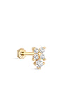 14K Solid Gold Four Leaf Clover Petals Splicing Ear Piercing Stud - Kosinerjewelry