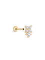 14K Solid Gold Four Leaf Clover Petals Splicing Ear Piercing Stud - Kosinerjewelry