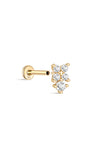 14K الذهب الخالص أربع أوراق البرسيم بتلات الربط ثقب الأذن مسمار - Kosinerjewelry