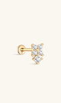14K الذهب الخالص أربع أوراق البرسيم بتلات الربط ثقب الأذن مسمار - Kosinerjewelry