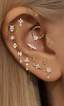 14K الذهب الخالص أربع أوراق البرسيم بتلات الربط ثقب الأذن مسمار - Kosinerjewelry