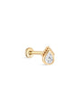 14K Solid Gold Single Water Drop Ear Piercing Stud - Kosinerjewelry