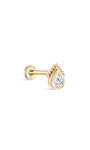 Perno per piercing all'orecchio a goccia d'acqua singola in oro massiccio 14 carati - Kosinerjewelry