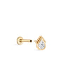 14K Solid Gold Single Water Drop Ear Piercing Stud - Kosinerjewelry