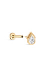 Perno per piercing all'orecchio a goccia d'acqua singola in oro massiccio 14 carati - Kosinerjewelry
