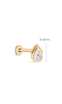 Perno per piercing all'orecchio a goccia d'acqua singola in oro massiccio 14 carati - Kosinerjewelry