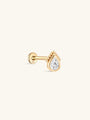 14K Solid Gold Single Water Drop Ear Piercing Stud - Kosinerjewelry
