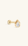 Perno per piercing all'orecchio a goccia d'acqua singola in oro massiccio 14 carati - Kosinerjewelry