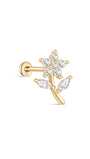 14K Solid Gold CZ Rose Flat Back - Kosinerjewelry