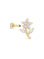 14K Solid Gold CZ Rose Flat Back - Kosinerjewelry