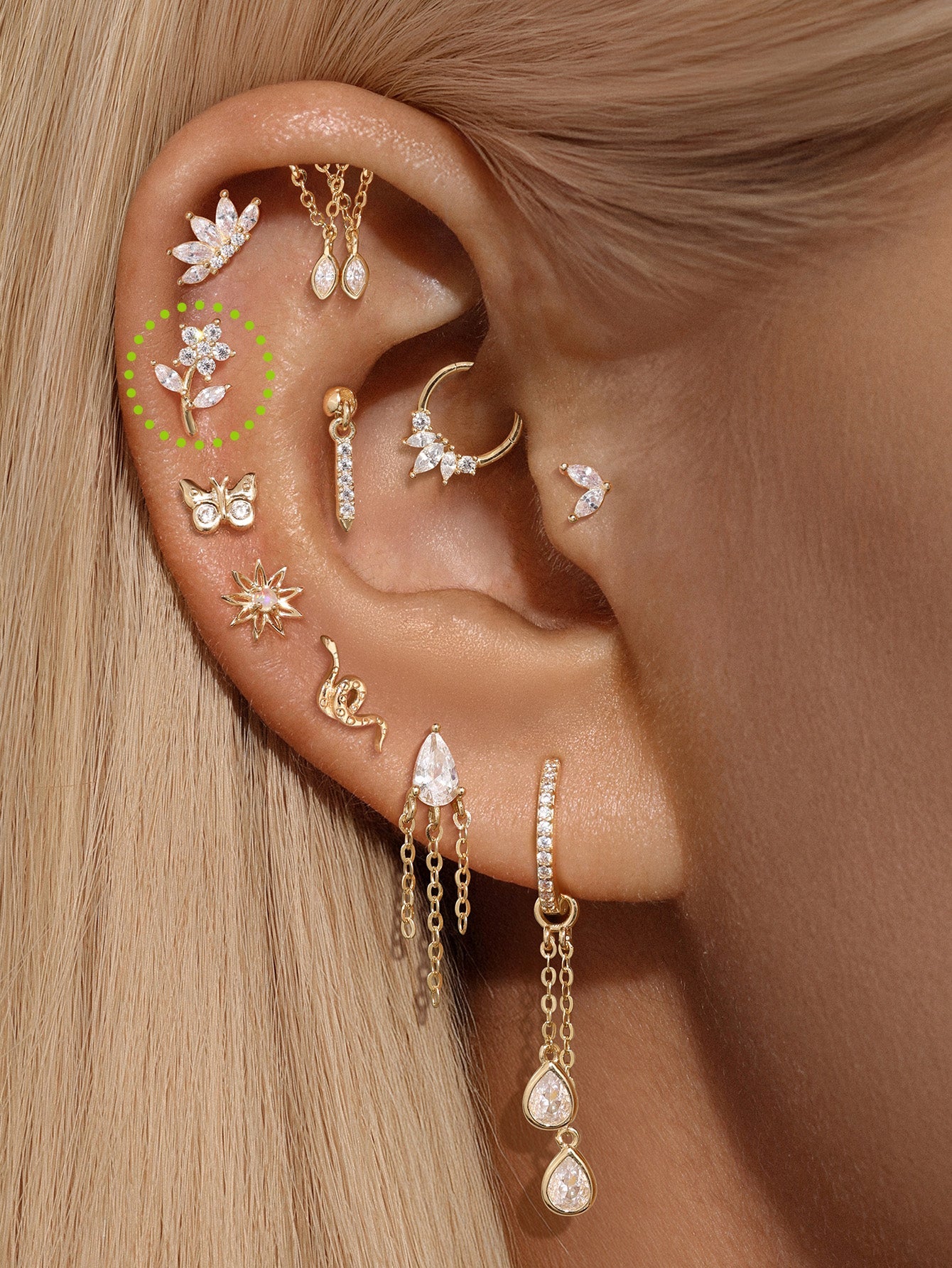 14K Solid Gold CZ Rose Flat Back - Kosinerjewelry