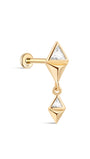 14K Solid Gold Cross Shape Flatback Ear Piercing - Kosinerjewelry