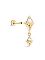 14K Solid Gold Cross Shape Flatback Ear Piercing - Kosinerjewelry