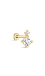 KOSINER Orecchini a perno con doppio zircone in oro 14K, montatura a quattro punte