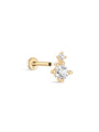 14K Solid Gold Four Claw Ear Piercing Stud - Kosinerjewelry