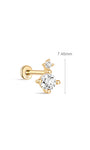 Dimensioni del perno in zircone a due livelli in oro 14 carati KOSINER, altezza 7,45 mm