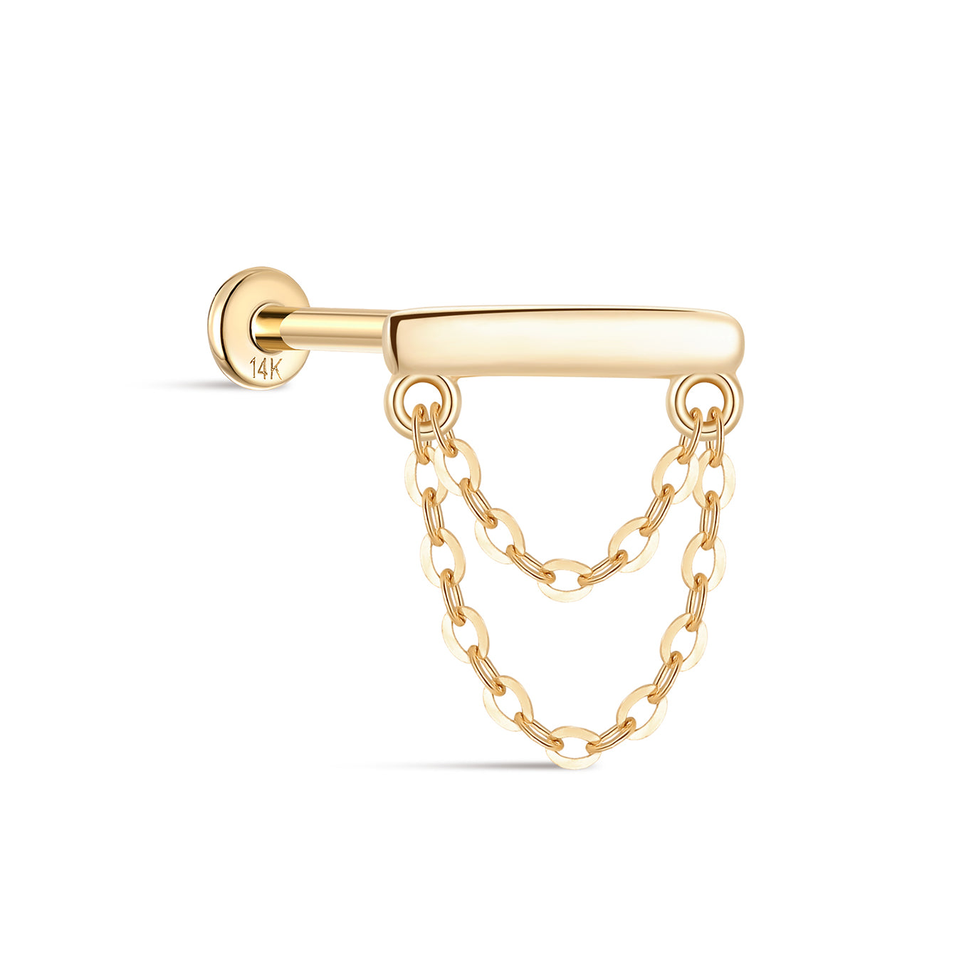 14K Solid Gold Smooth Double-Layer Tassel Earrings - Kosinerjewelry